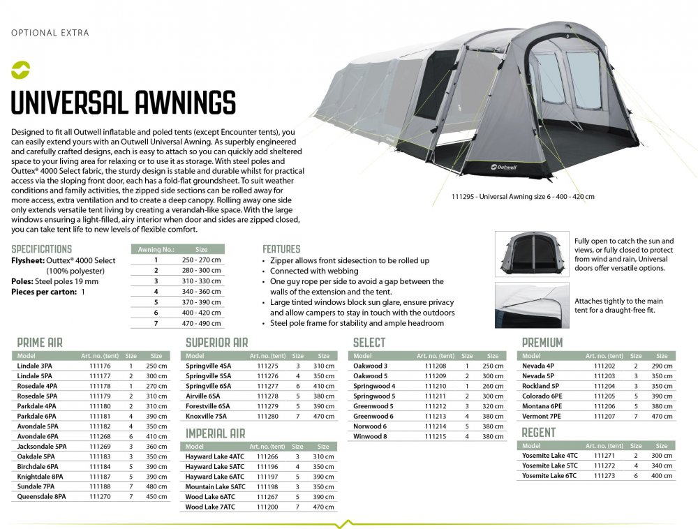 Outwell Universal Awning Size 2 (obrázek 10)