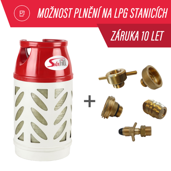 Kompozitní láhev Safefill 10 kg + sada adaptérů pro plnění