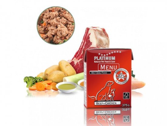 Platinum Natural Menu Hovädzie mäso s kuracím mäsom 375g