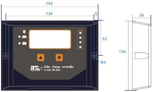 Solární regulátor PWM Win300-NBT, 12V/20A s bluetooth