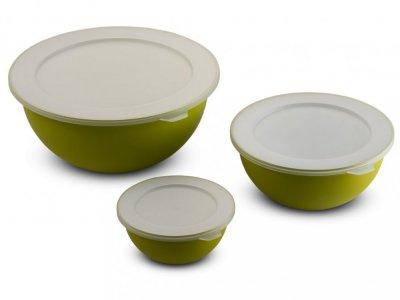 SANALIVING Bowls Set 3,5L + 1,7L + 0,5L & 3x lids - Barva: Zelená
