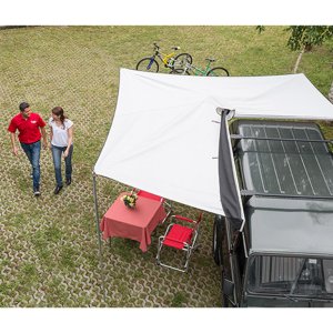 Markýza Fiamma Compass - Barva plátna: Světle šedá, Barva těla: Šedá, Délka markýzy (cm): 260