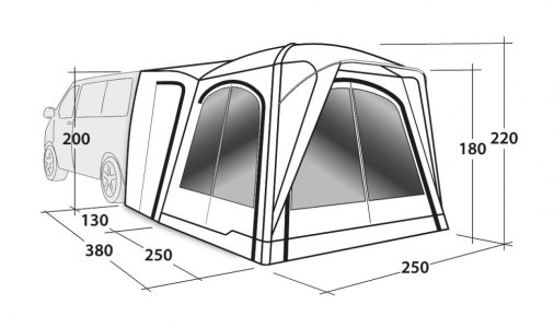 Stan v zádi vozu Outwell Linnburg Air Rear