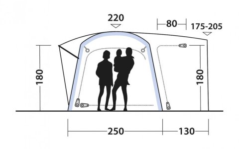 Stan v zádi vozu Outwell Linnburg Air Rear