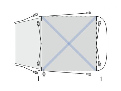 Stan v zádi vozu Outwell Linnburg Air Rear