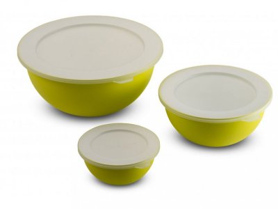 SANALIVING Bowls Set 3,5L + 1,7L + 0,5L & 3x lids - Barva: Zelená