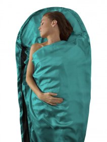 Hedvábná vložka do spacáku s kapucí Silk Stretch Liner - Mummy with Hood & Box foot