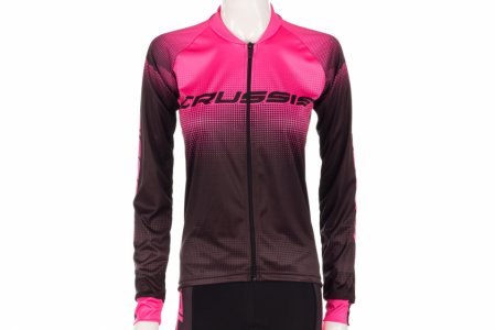 Dámský cyklistický dres Crussis, černá/růžová - Velikost: XL