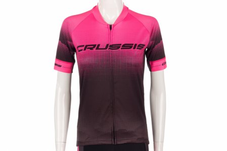 Dámský cyklistický dres Crussis, černá/růžová - Velikost: L