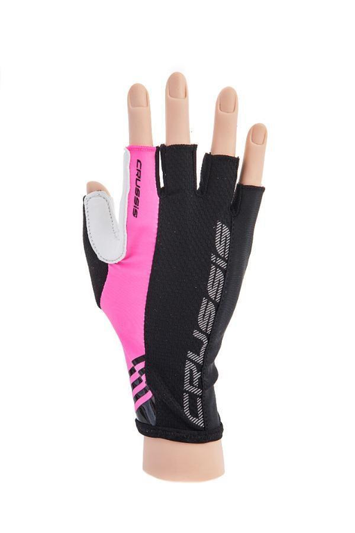 CRUSSIS cyklo rukavice černé/růžová fluo, vel. M