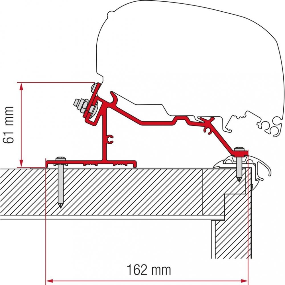 Adaptér na střechu karavanu Dethleffs, Fendt, LMC/TEC délka 4 m